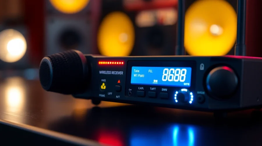 High-quality PG88 wireless microphone receiver with LED lights and diversity antennas for clear sound capture
