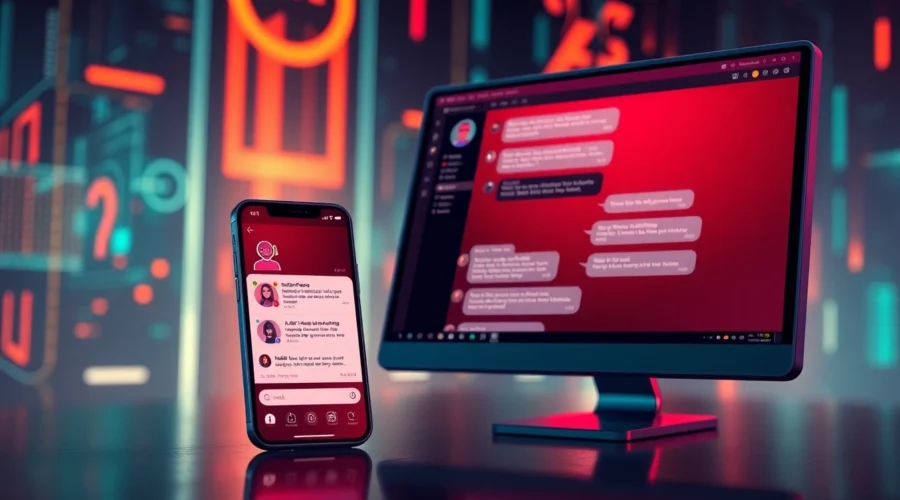 Modern devices displaying adult AI chat interfaces with vibrant colors and digital textures.